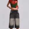 Washed Black Colossus Jorts-Jaded London Shop