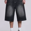 Washed Black Jumbo Jorts-Jaded London Outlet
