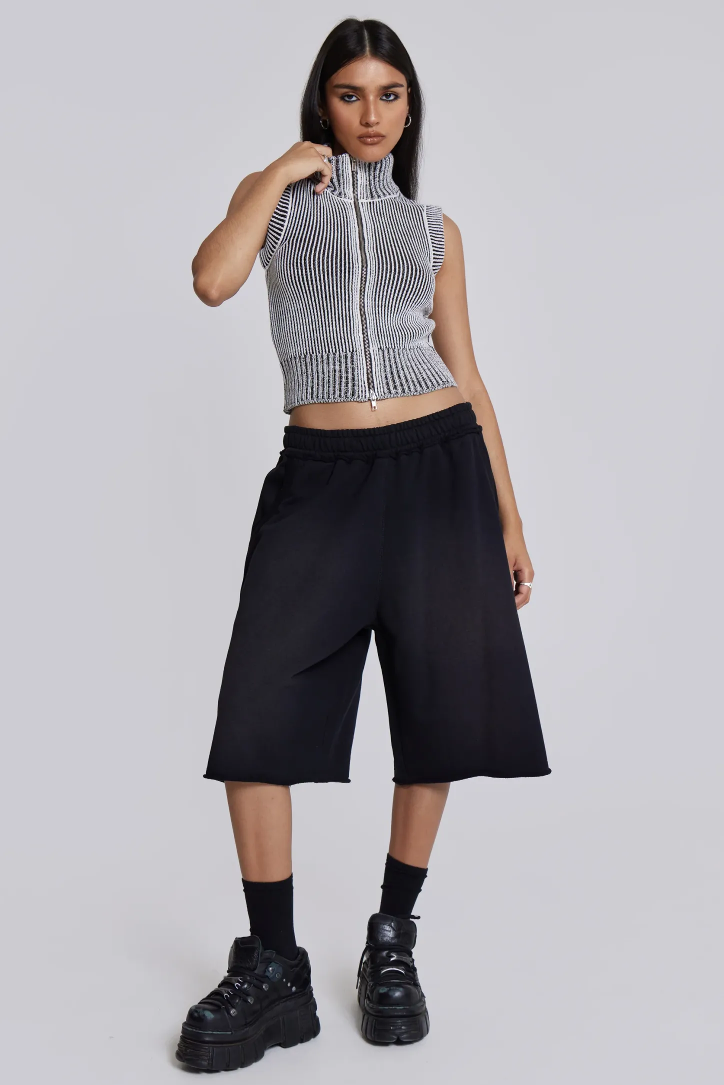 Washed Black Monster Jogger Shorts-Jaded London Clearance