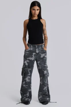 Washed Black Trooper Camo Cargo Pant-Jaded London Cheap