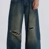 Washed Blue Busted Colossus Jeans-Jaded London Online
