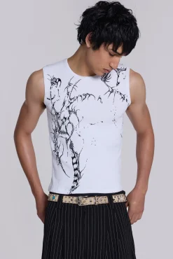 White Astora Rib Vest-Jaded London Online