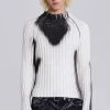 White Asymmetric Luster Knit-Jaded London Fashion