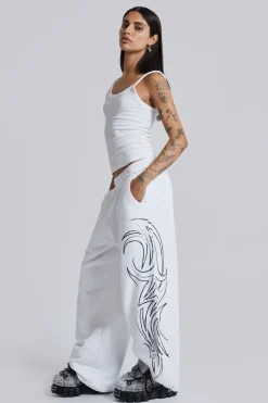 White Baggy Blade Joggers-Jaded London Online