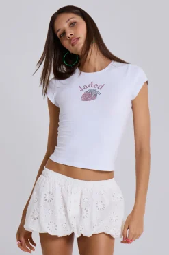 White Broderie Lulu Puffball Boxer Micro Skirt-Jaded London New
