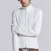 White Lucid Knit Track Top-Jaded London Cheap