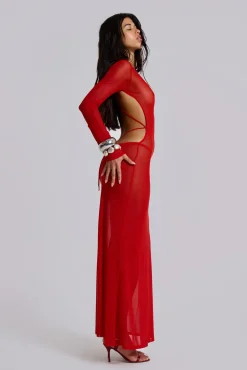 Ziva Dress in Red-Jaded London Cheap